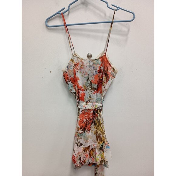 Vintage Y2K Daytrip Tank Top Medium Floral Chiffon Belted Cottagecore BOHO - Picture 8 of 10